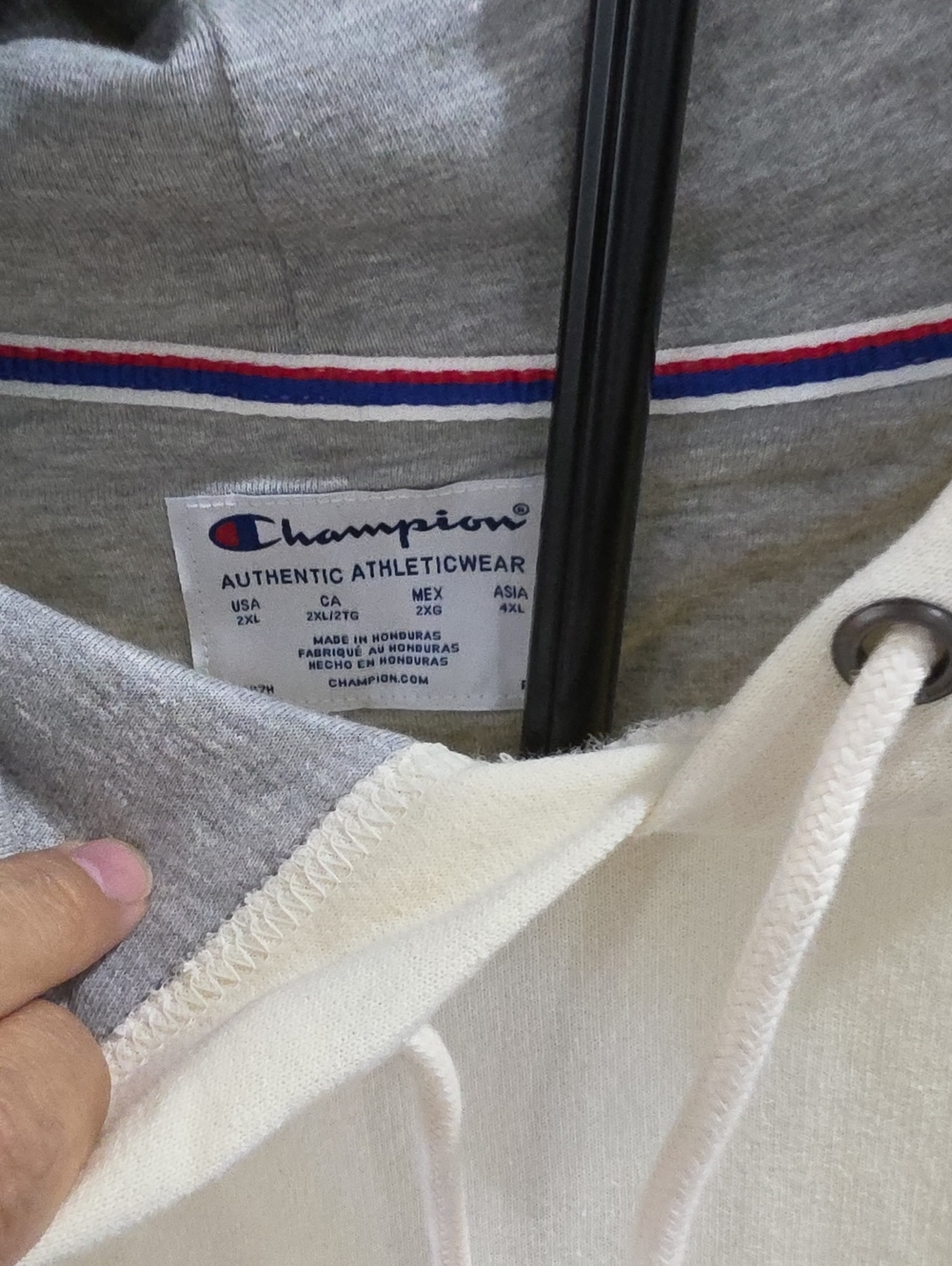 Champion Men’s Cream & Gray Crewneck Sweatshirt with Trim